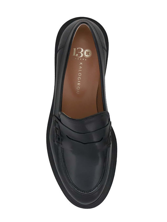 Δερμάτινα Γυναικεία Loafers σε Μαύρο Χρώμα