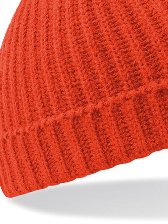 Beechfield B460 Ribbed Beanie Cap Fire Red