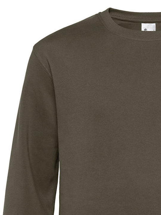 B&C King Men's Long Sleeve Promotional Sweatshirt Khaki WU01K-555