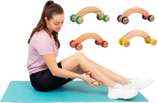 inSPORTline Kerung 16902 Ξύλινο Roller Μασάζ για τη Μέση, την Πλάτη, τα Πόδια, το Σώμα & τα Χέρια Μπλε