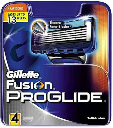 Gillette Fusion Proglide Резервни глави с 5 остриета и лубрикантна лента за чувствителна кожа 4бр