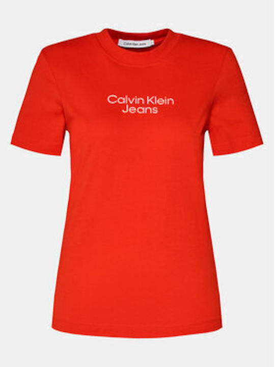 Calvin Klein Institutional Damen T-Shirt Rot