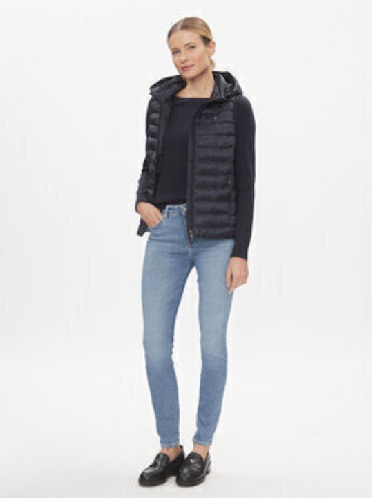 Kurz Damen Ärmellos Puffer Jacke für Winter Dark Blue