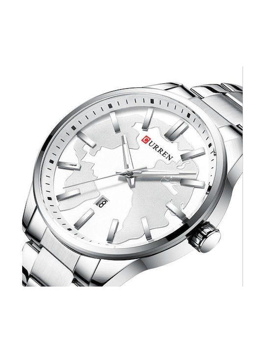 Curren Γυναικείο Ρολόι 49mm Μπαταρίας με Ασημί Μεταλλικό Μπρασελέ