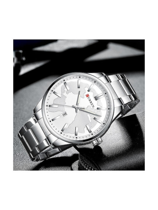 Curren Γυναικείο Ρολόι 49mm Μπαταρίας με Ασημί Μεταλλικό Μπρασελέ