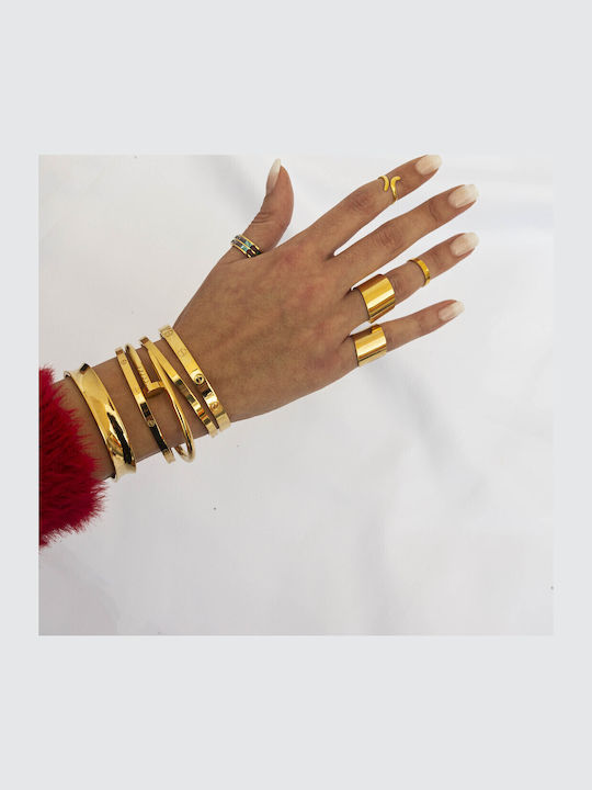 Theodora's Jewellery Βραχιόλι Χειροπέδα από Ατσάλι Επιχρυσωμένο