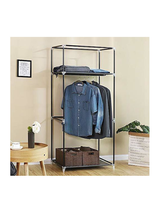 Songmics Fabric Wardrobe with Zipper and Shelves in Gray Color 75x45x160cm