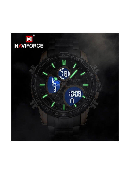 Naviforce Ceas Baterie cu Maro Brățară metalică