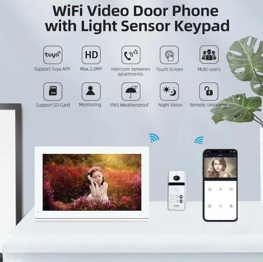 Joytimer Wireless Video Intercom Set Wi-Fi White