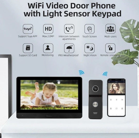 Joytimer Wireless Video Intercom Set Wi-Fi Black
