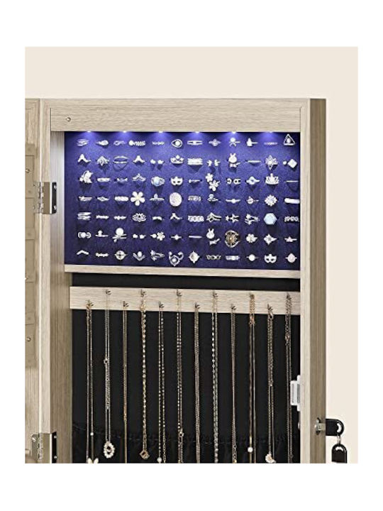 Songmics Schmuckkästchen Hölzernes mit Schublade & Spiegel Beiges 37x10x120cm