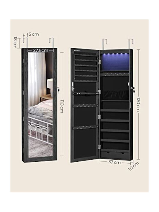 Songmics Καθρέπτης με Μαύρο Ξύλινο Πλαίσιο 120x37cm