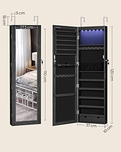 Songmics Oglindă De Podea Cu Cadru Din Lemn Negru 120x37cm