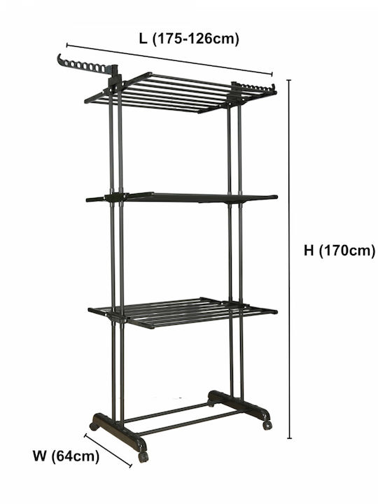 Herzberg Stainless Steel Folding Floor Clothes Drying Rack 126x64cm