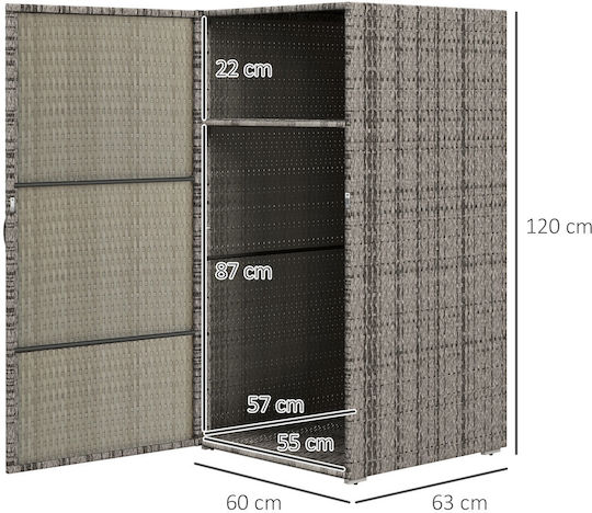 Single Door Wardrobe Metallic with 1 Shelf 60x63x120cm