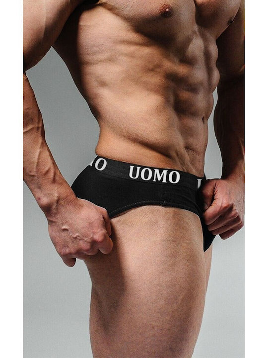 Uomo Herren Slips Schwarz 1Packung