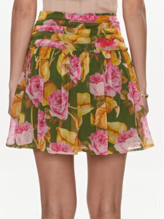 Hoch tailliert Mini Rock Blumen Rosa