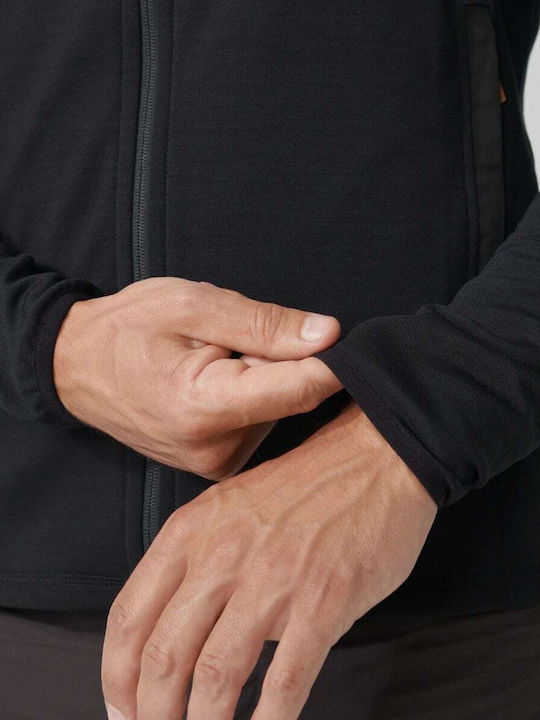Keb Ανδρική Ζακέτα Fleece με Κουκούλα Black