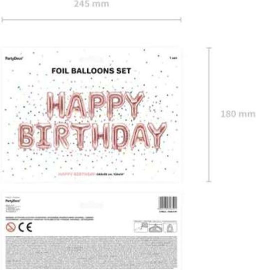 ikonka Банер Happy Birthday за Парти в Розово Златен Цвят 13 Бройки 340 см