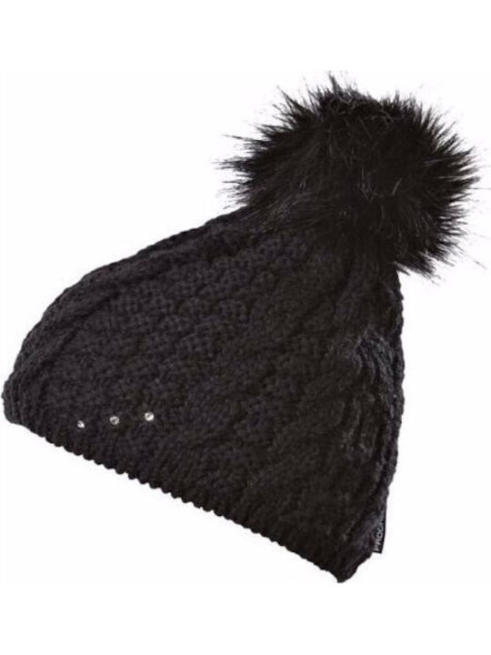 Pom Pom Beanie Fleece Beanie Knitted in Black color
