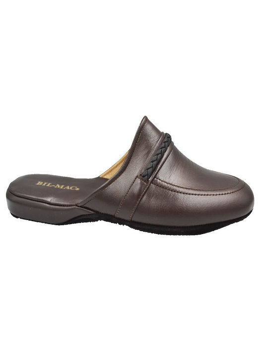 Bil-Mac Men's Leather Slippers Brown