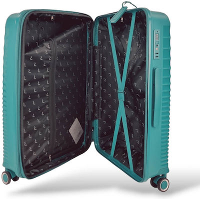 Rain Medium Travel Suitcase Hard Petrol with 4 Wheels Height 65cm.