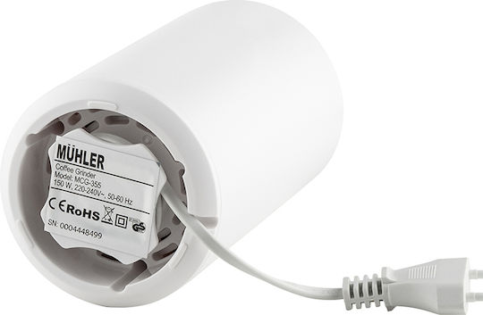 Muhler Elektrischer Kaffeemühle 150W mit einer Kapazität von 50gr Weiß