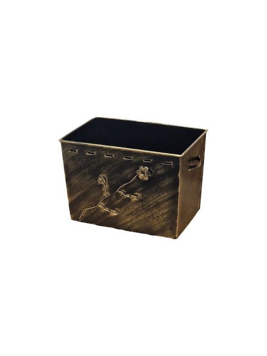 Ξ-6 Πατίνα Χρυσό Metallisch Box Holzlagerung 56x36x40cm Schwarz