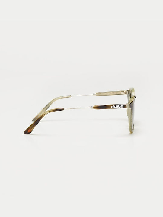 Cosselie Lindau Unisex Sunglasses with Brown Tartaruga Frame and Green Lens