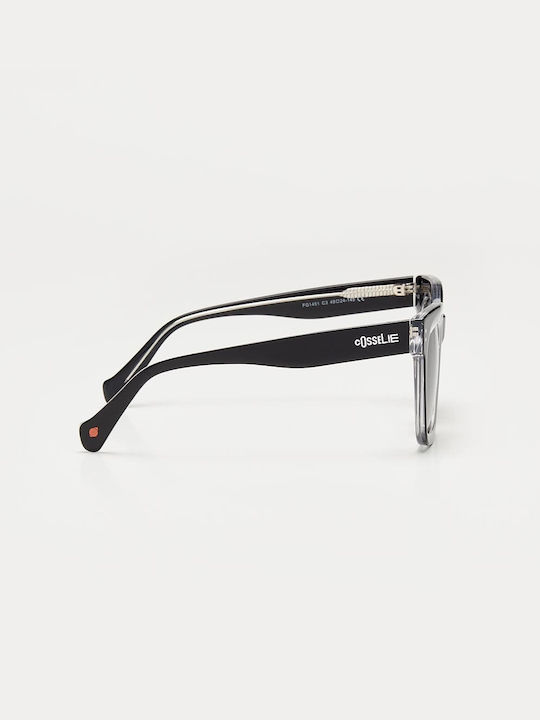 Cosselie Aniak Unisex Sunglasses with Black Horn-Rimmed Frame and Gray Lenses