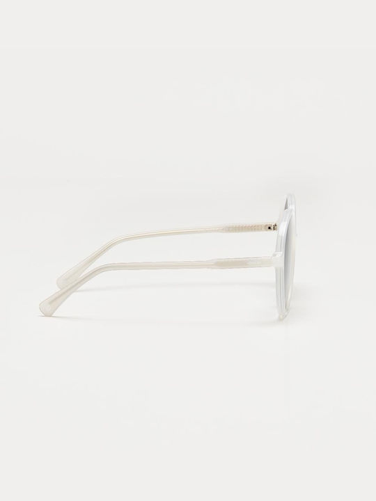 Cosselie Bessie Women's Sunglasses with White Horn-Rimmed Frame and Gray Lenses