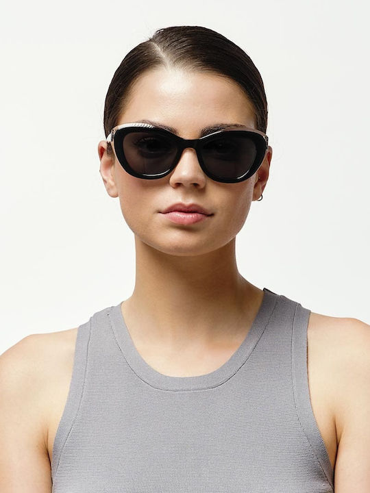 Cosselie Sitka Women's Sunglasses with Black Horn-Rimmed Frame and Black Lenses