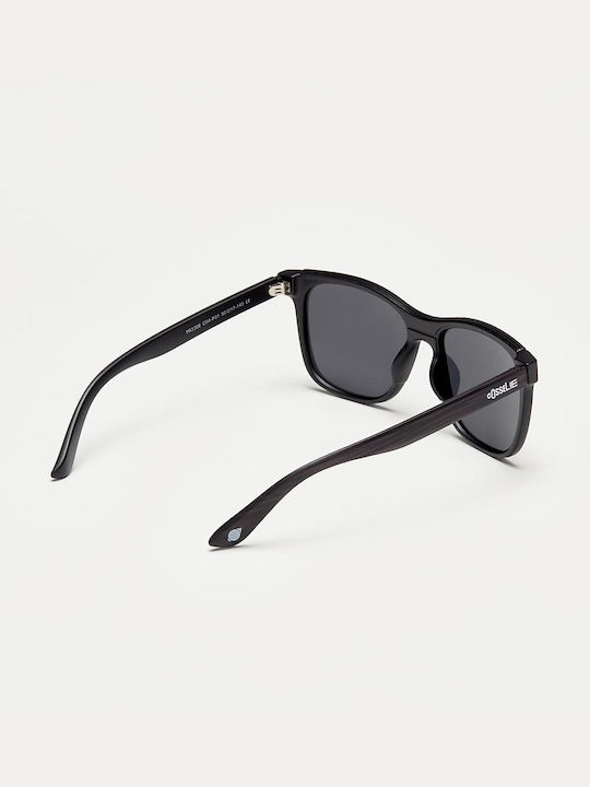 Cosselie Bondi Unisex Sunglasses with Black Horn-Rimmed Frame and Black Lenses