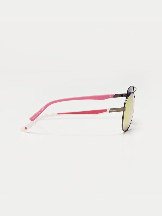 Cosselie Andria Women's Sunglasses with Rose Gold Metallic Frame and Pink Mirror Lenses