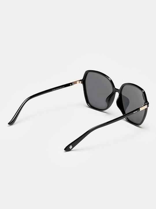 Cosselie Theda Woman Sunglasses with Black Horn-Rimmed Frame and Gray Lens