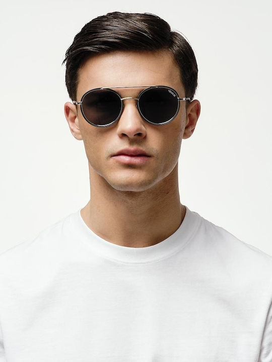 Cosselie Vaduz Unisex Sunglasses with Silver Metallic Frame and Gray Lenses