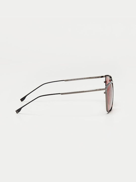 Cosselie Hyams Men's Sunglasses with Black Metallic Frame and Red Lens