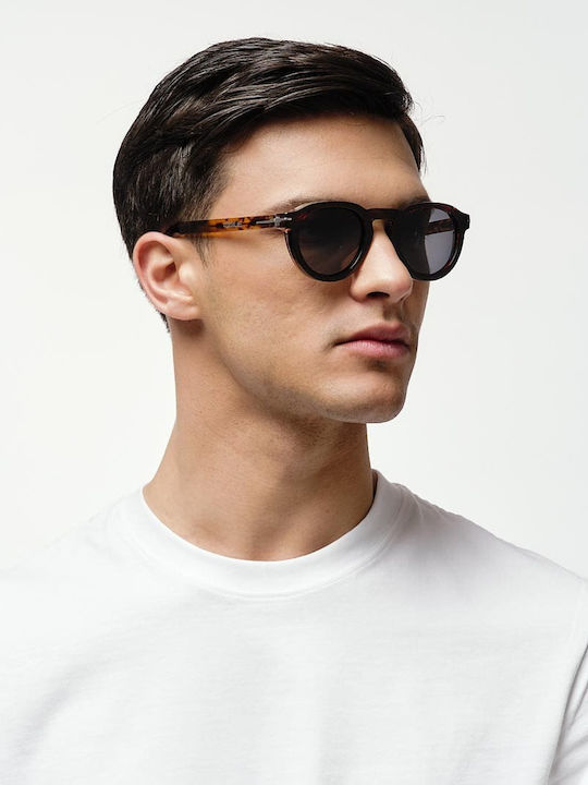 Cosselie Oslo Unisex Sunglasses With Brown Tartaruga Horn-Rimmed Frame And Gray Lens