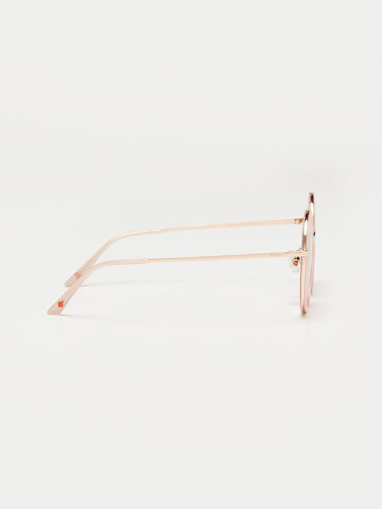 Cosselie Ghent Women's Sunglasses with Rose Gold Metallic Frame and Pink Lens