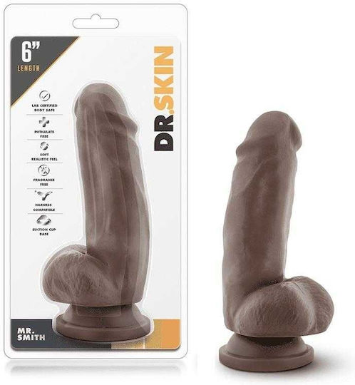 Dr. Skin Mr. Smith Ρεαλιστικό Dildo με Όρχεις και Βεντούζα Chocolate 18cm