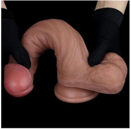 Lovetoy Dual Layered Dildo Dildo με Όρχεις και Βεντούζα 22.5cm
