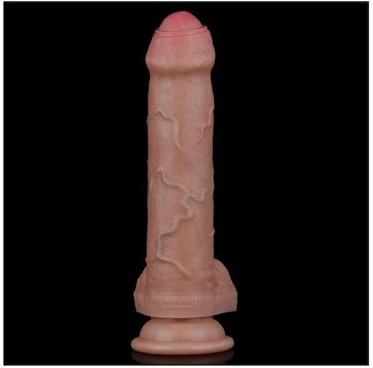 Lovetoy Dual Layered Dildo Dildo με Όρχεις και Βεντούζα Flesh 20.5cm