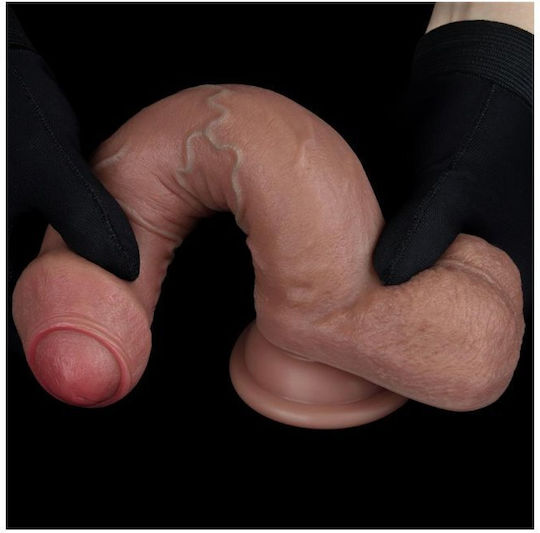 Lovetoy Dual Layered Dildo Dildo με Όρχεις και Βεντούζα Flesh 20.5cm