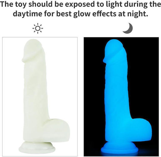Lovetoy Lumino Play Realistic Dildo with Scrotum and Suction Cup Blue 20.9cm