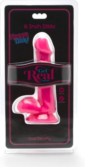 ToyJoy Happy Dicks Dildo with Balls Ρεαλιστικό Dildo με Όρχεις και Βεντούζα Pink 15cm