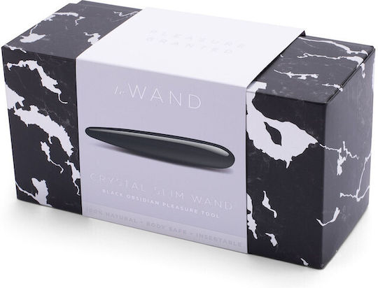 Le Wand Crystal Slim Wand Dildo din sticlă Black Obsidian 18cm