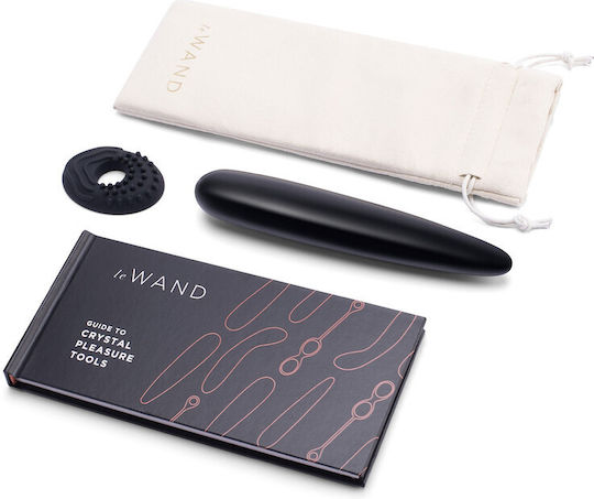 Le Wand Crystal Slim Wand Dildo din sticlă Black Obsidian 18cm