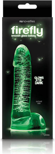 Ns Novelties Firefly Glass Smooth Ballsey Glass Dildo Glasdildo mit Hoden Clear 10cm