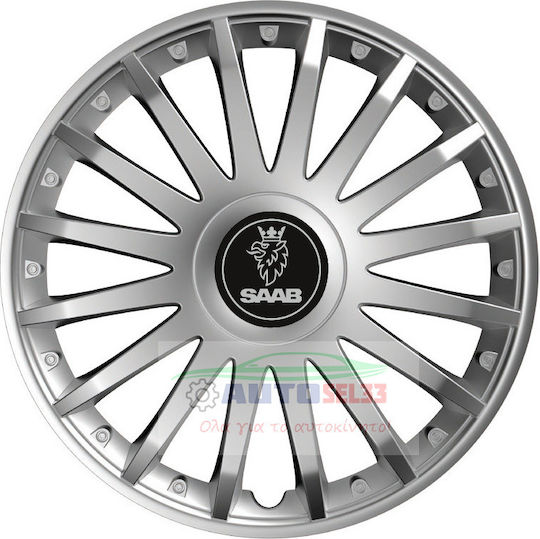 Versaco Car Hubcap Set Crystal with Saab Emblem 14" 4pcs Silver