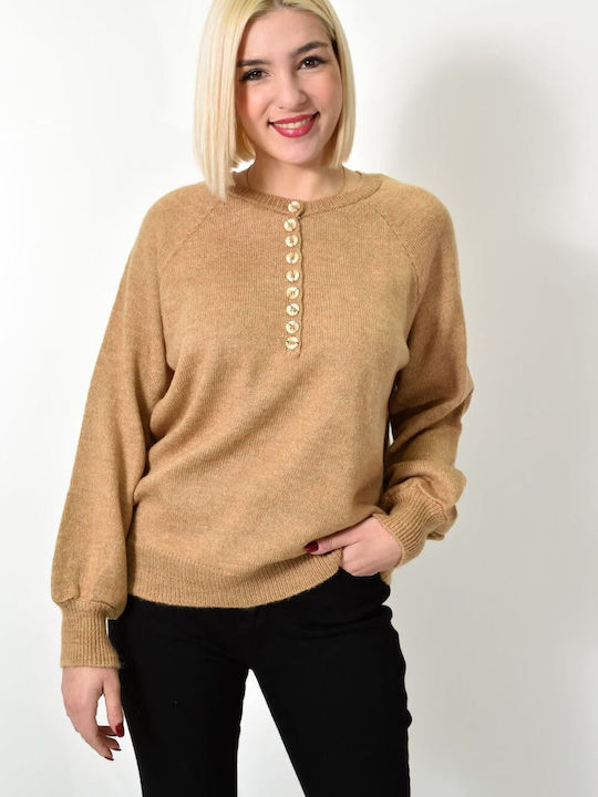 Potre Women's Long Sleeve Sweater Beige